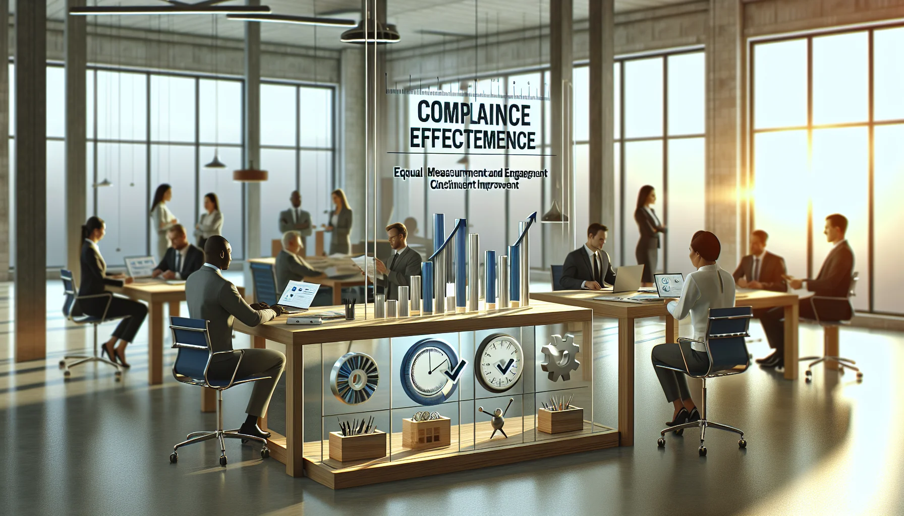 L&D team reviewing compliance training effectiveness metrics on laptop