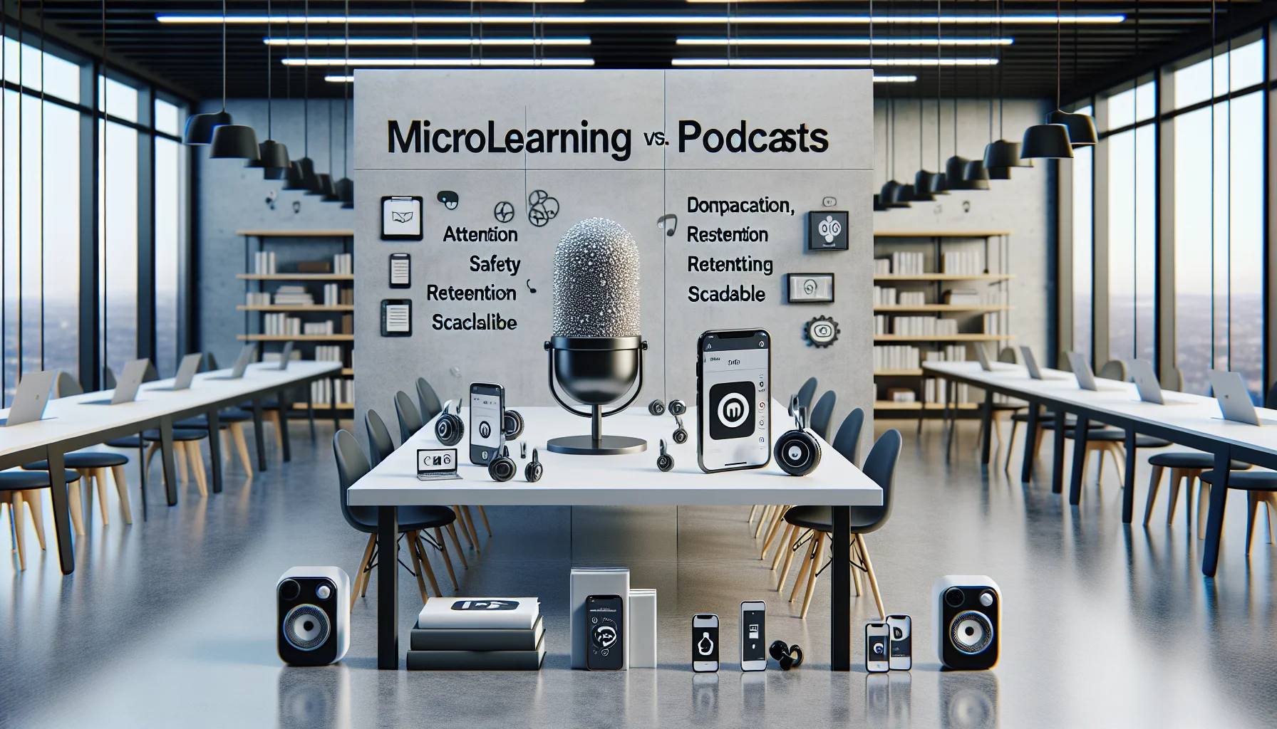 Commuters choosing microlearning vs podcasts on mobile devices