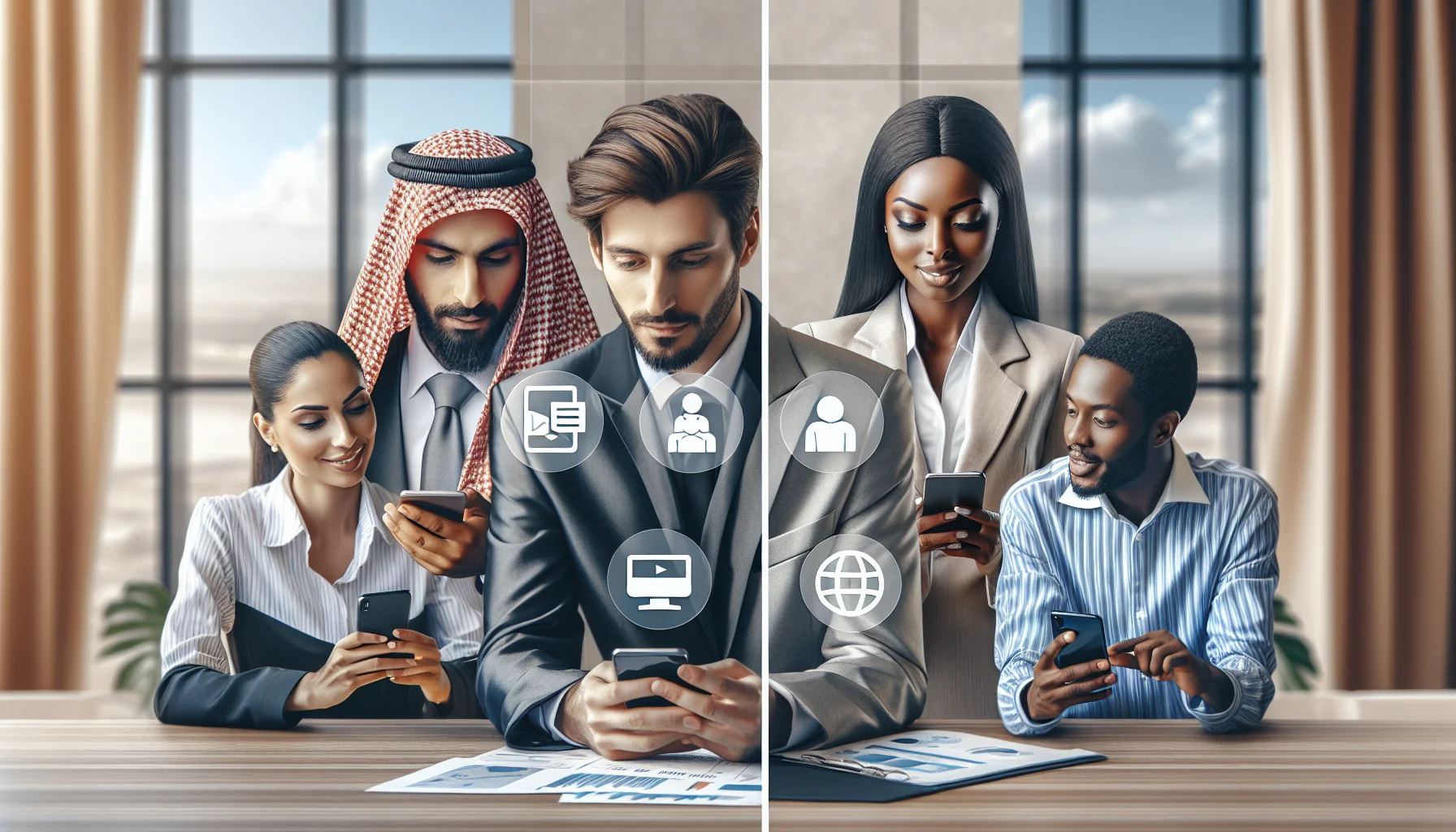 Hospitality team testing mobile platform comparison on devices