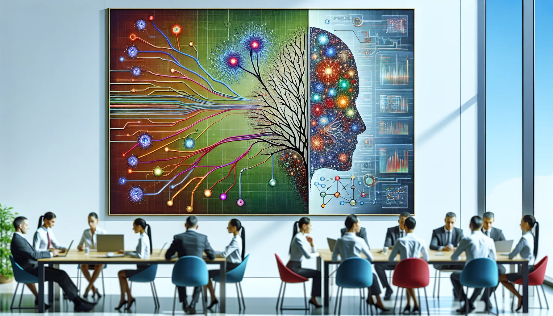 Illustration comparing neural networks vs traditional algorithms in AI