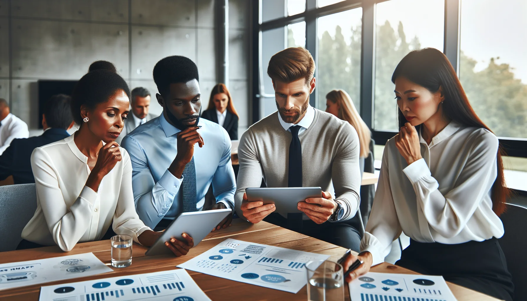 HR team planning to reduce employee turnover with charts