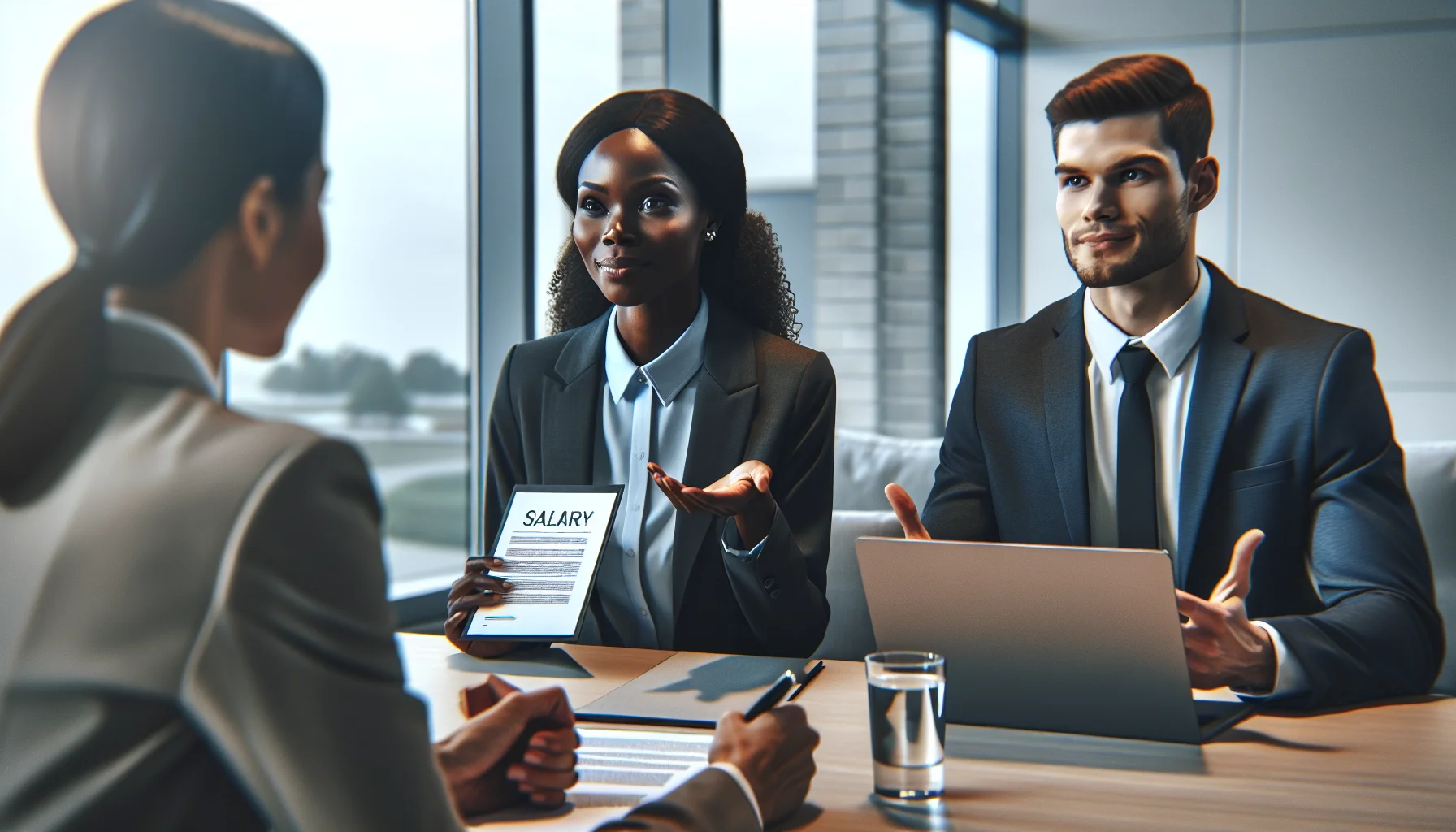 Manager using salary conversation scripts during a one-on-one meeting