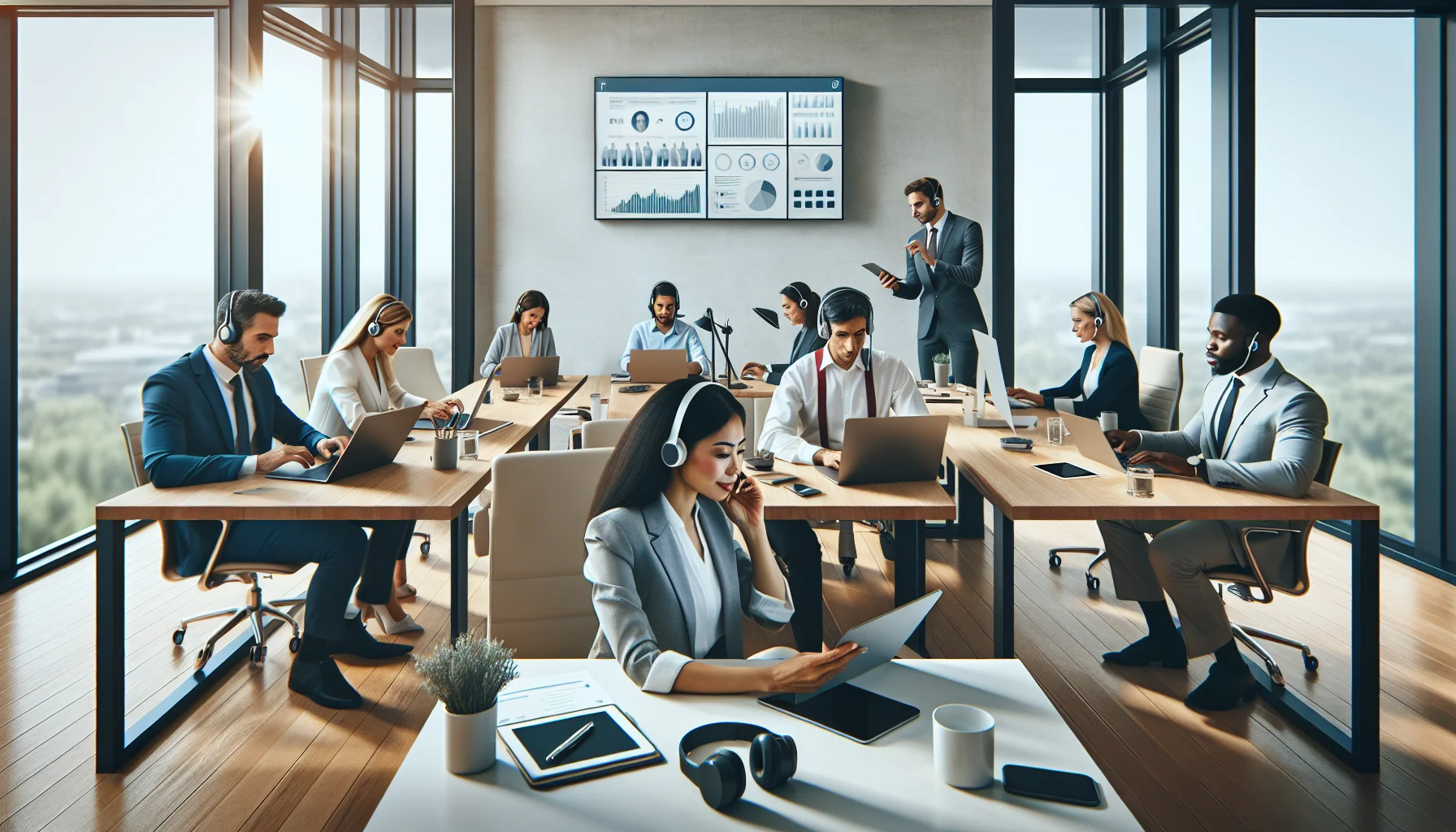 HR team reviewing remote work challenges dashboard on laptop