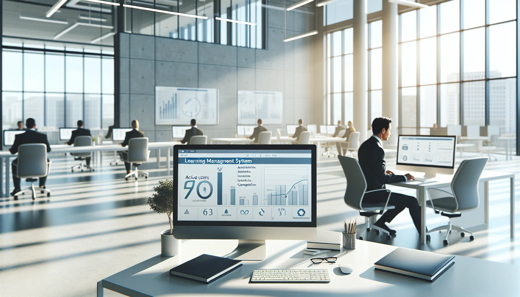 Dashboard showing LMS adoption metrics and engagement trends