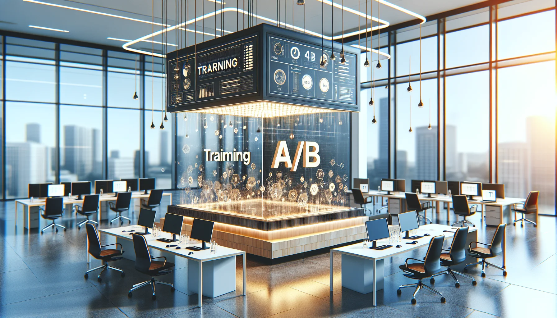 Team conducting training A/B testing with L&D analytics dashboard
