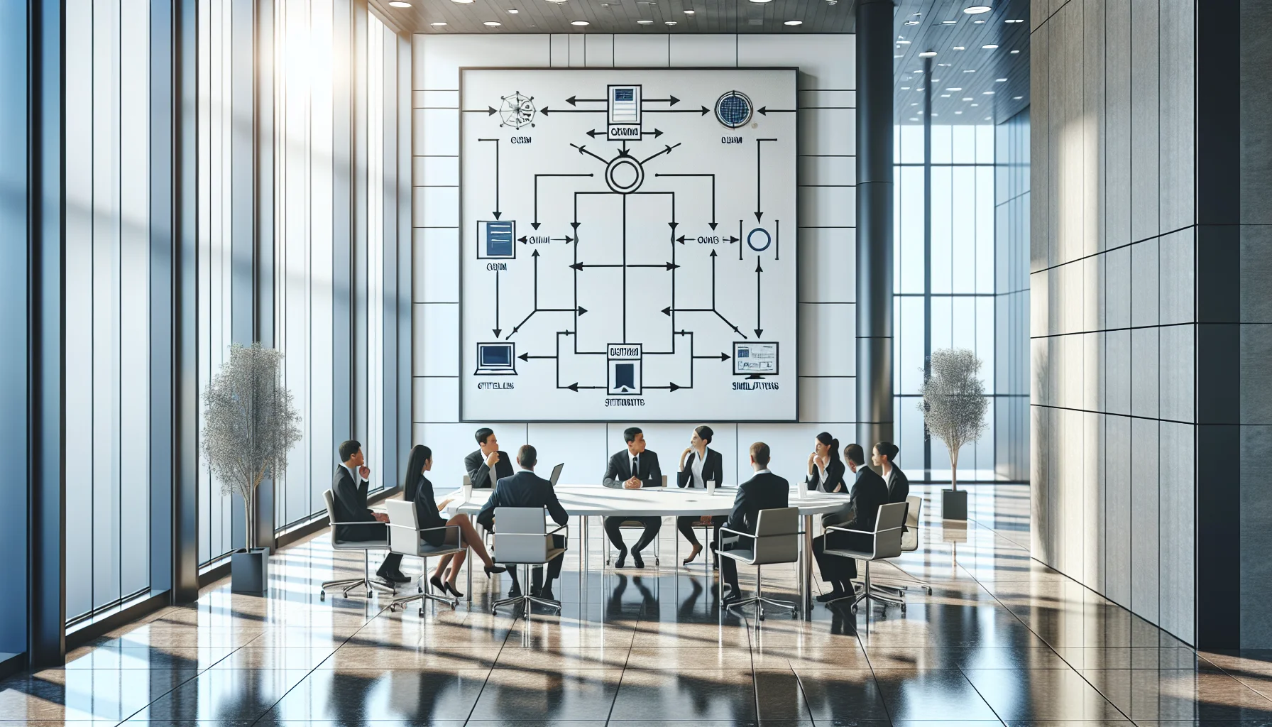 Team reviewing custom vs off-the-shelf simulations decision matrix