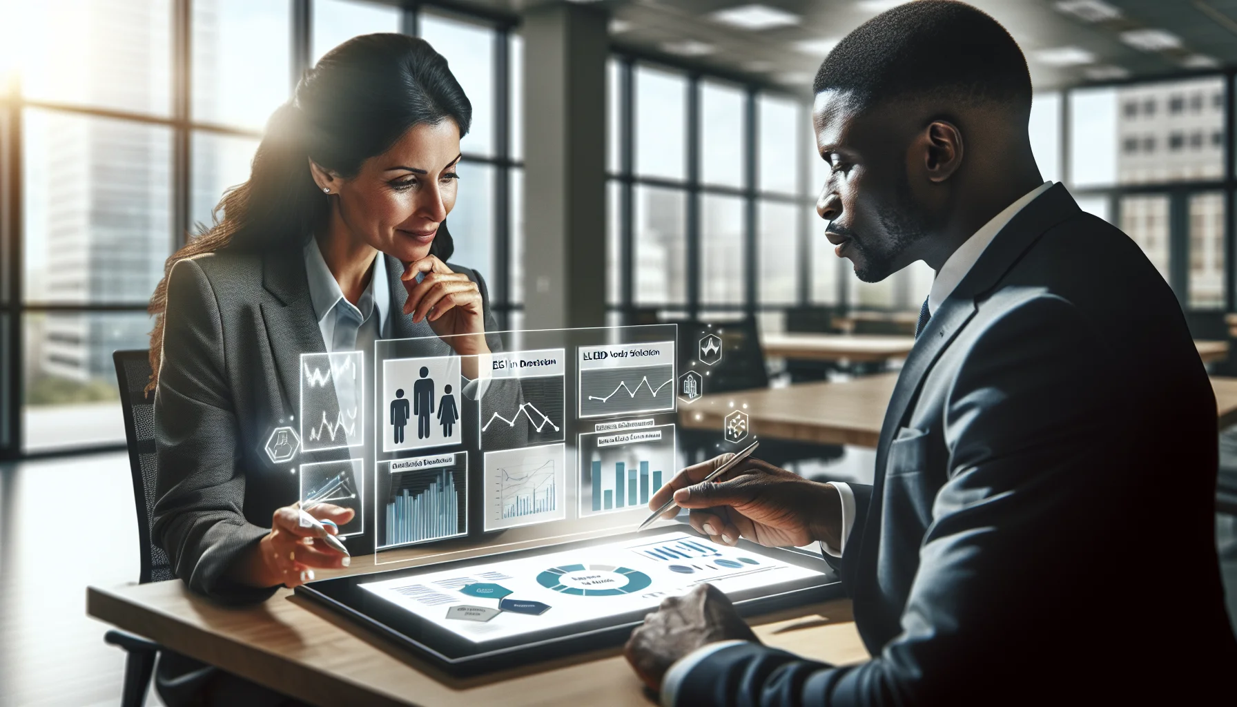 Team evaluating L&D vendor selection metrics on dashboard