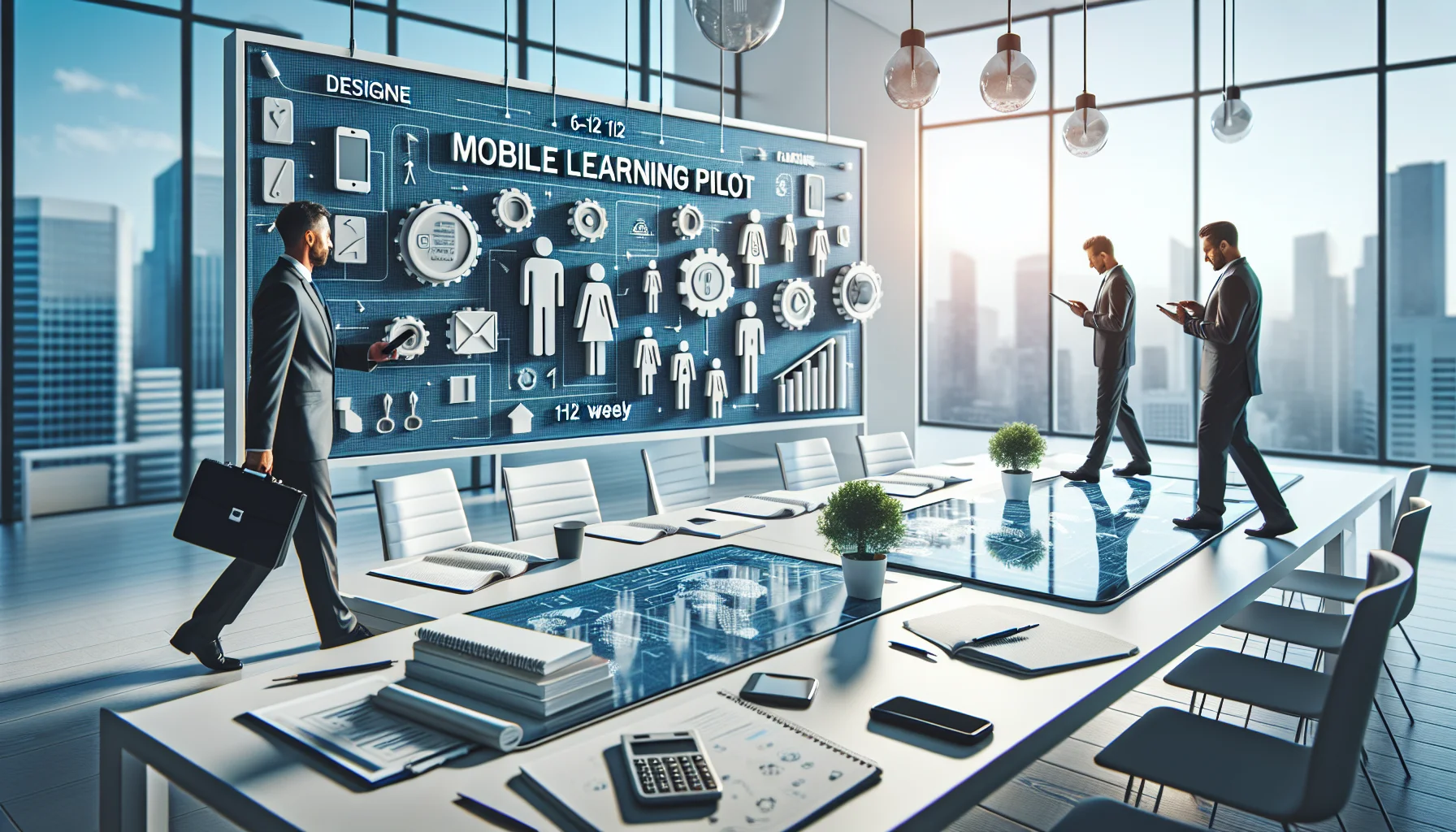 Frontline workers using a mobile learning pilot on smartphones