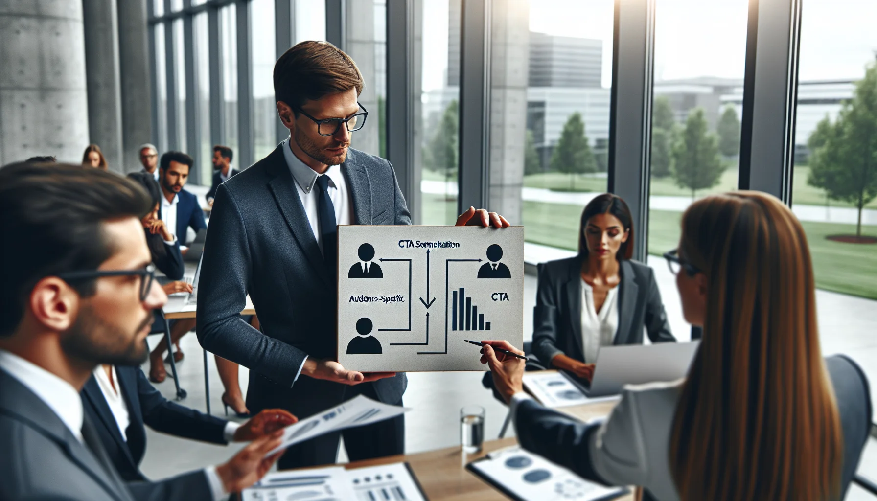 Marketers reviewing CTA segmentation test results on dashboard