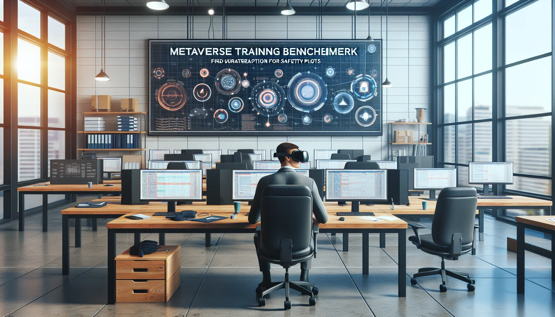 Dashboard showing metaverse training benchmarks and KPI comparisons