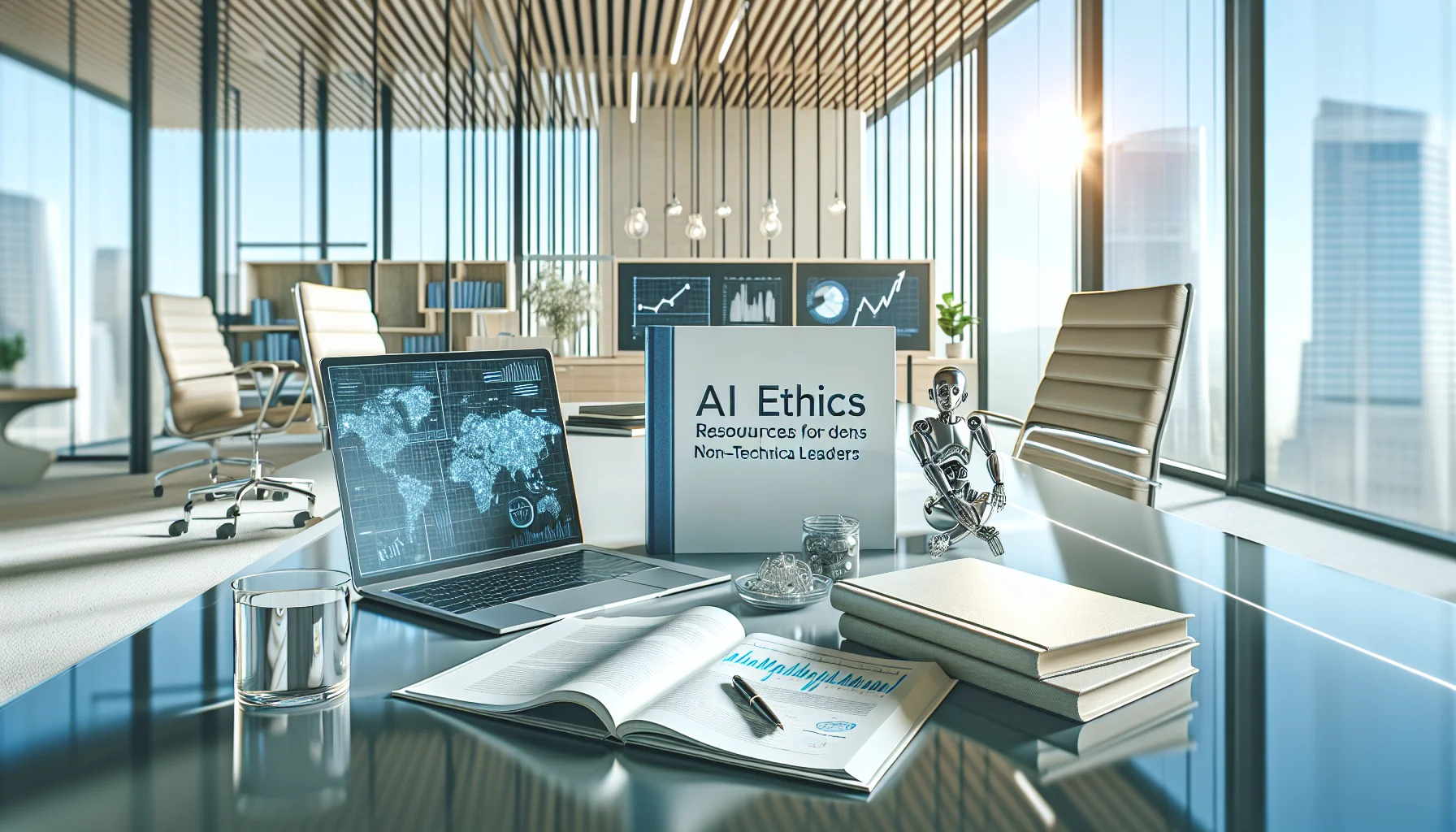 Leaders reviewing AI ethics resources and toolkit templates