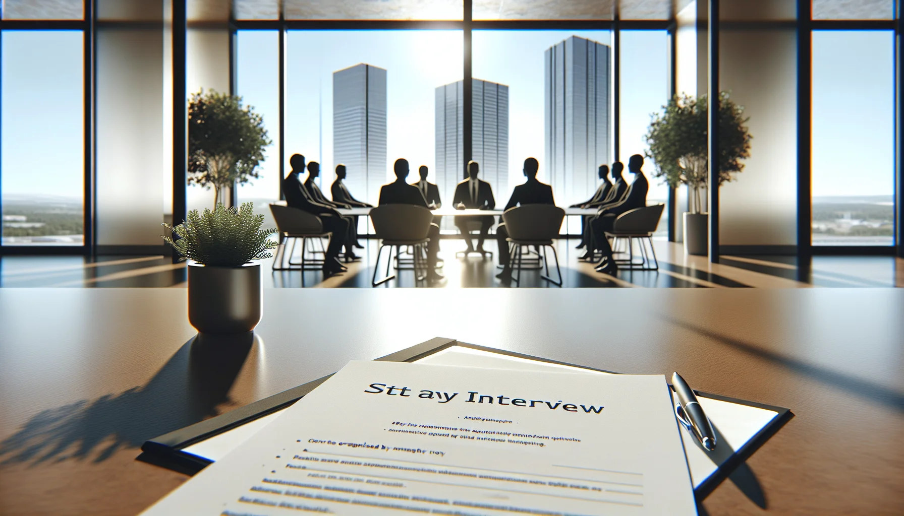HR team reviewing stay interview template and manager script