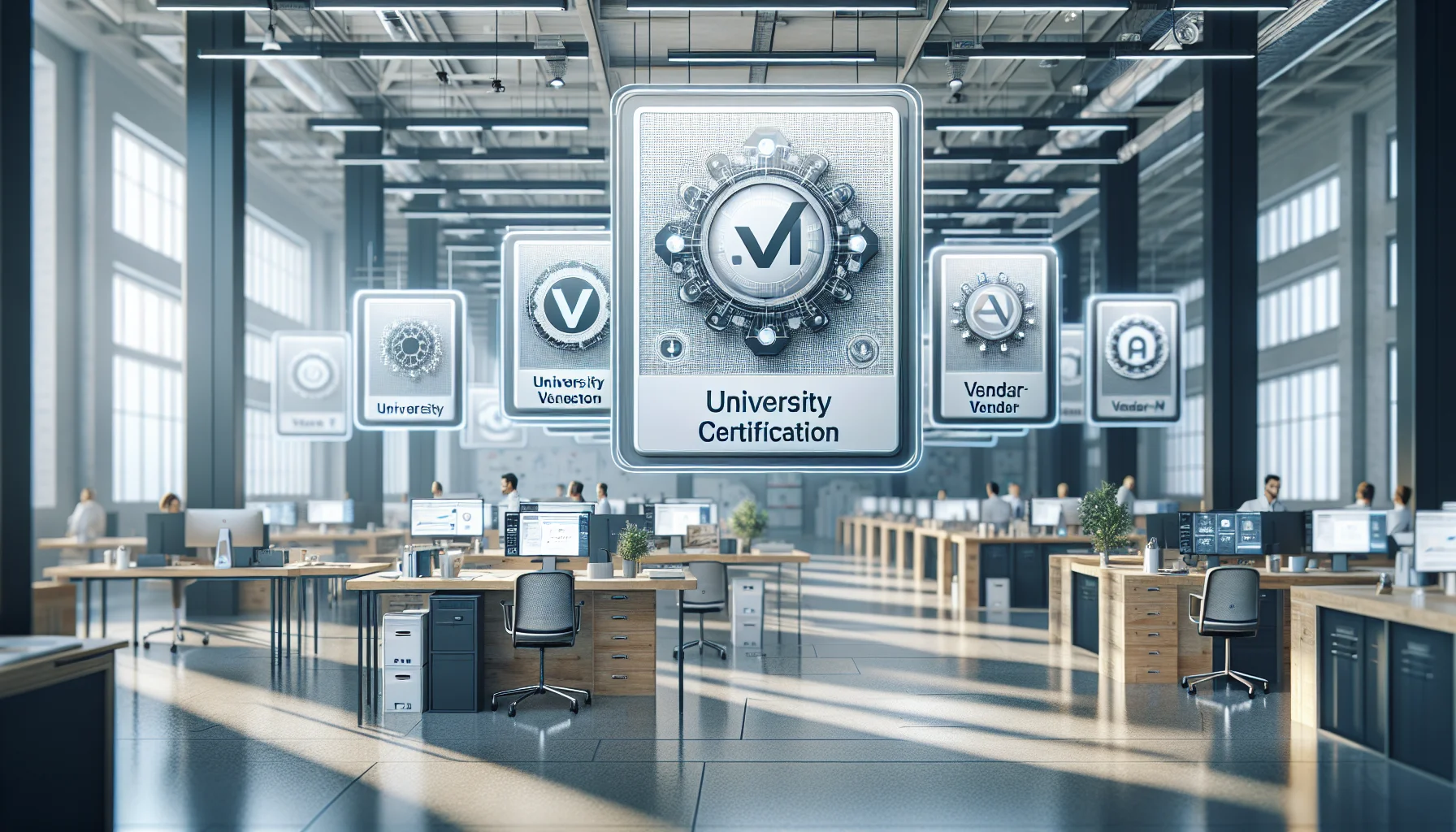 Team reviewing AI verification certification options on laptop