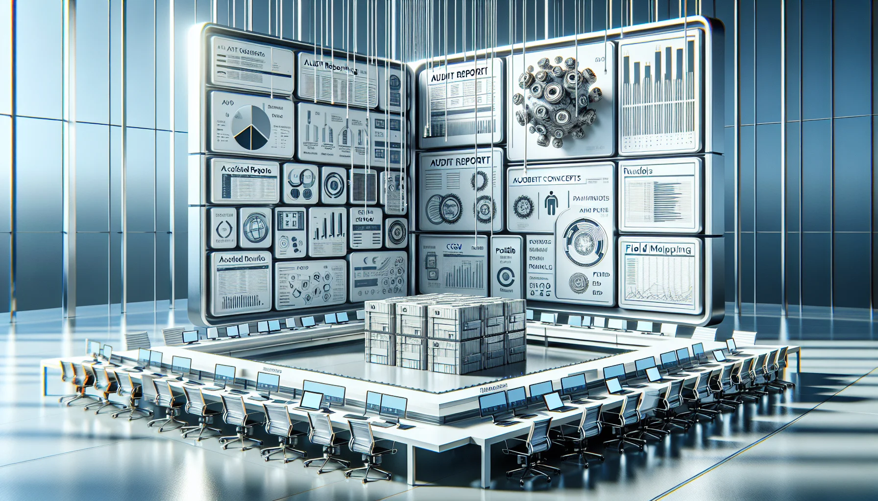 Dashboard showing audit reporting formats for content and exports