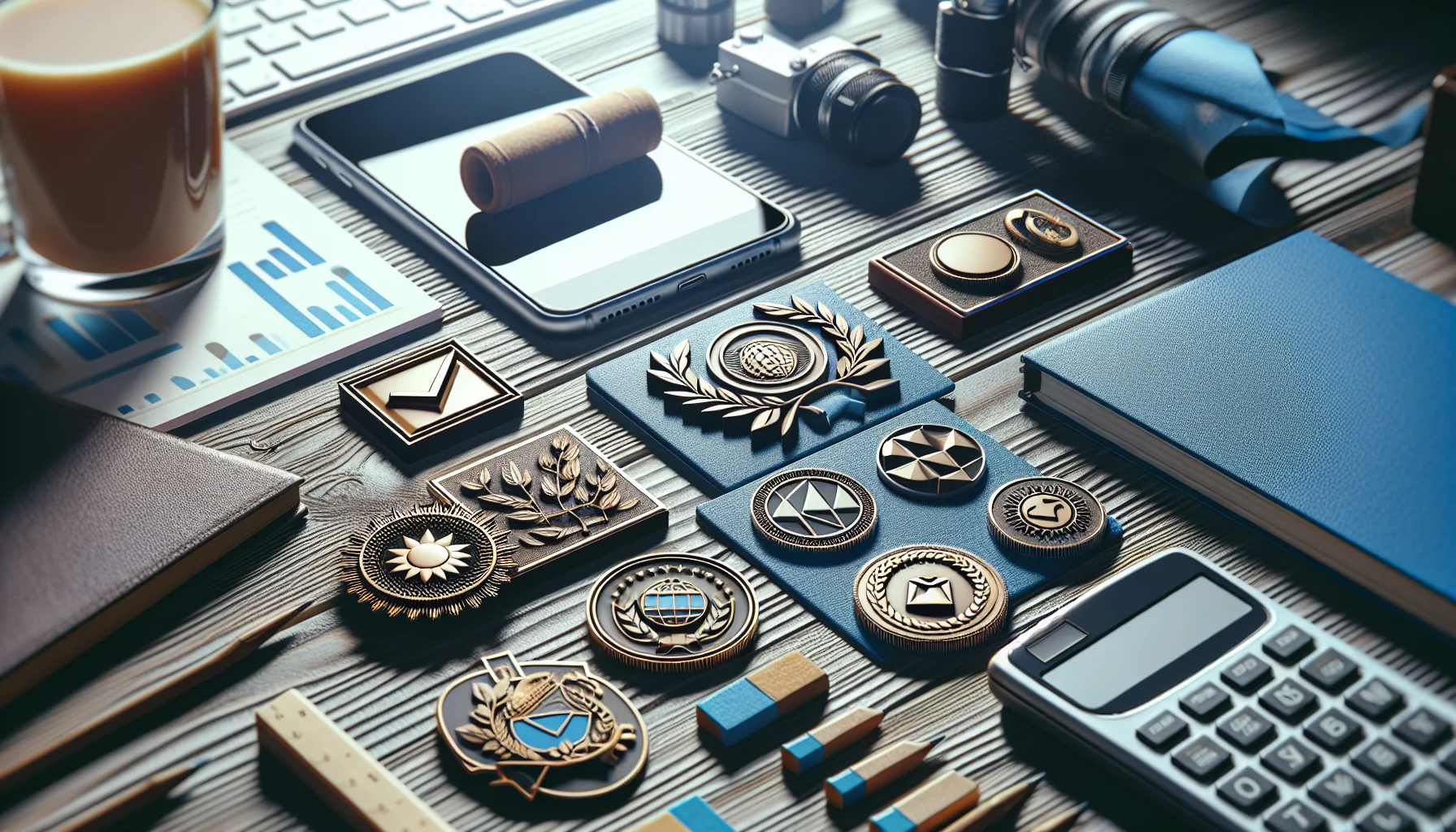 Designer reviewing badge attributes influence: visuals, tiers, metadata