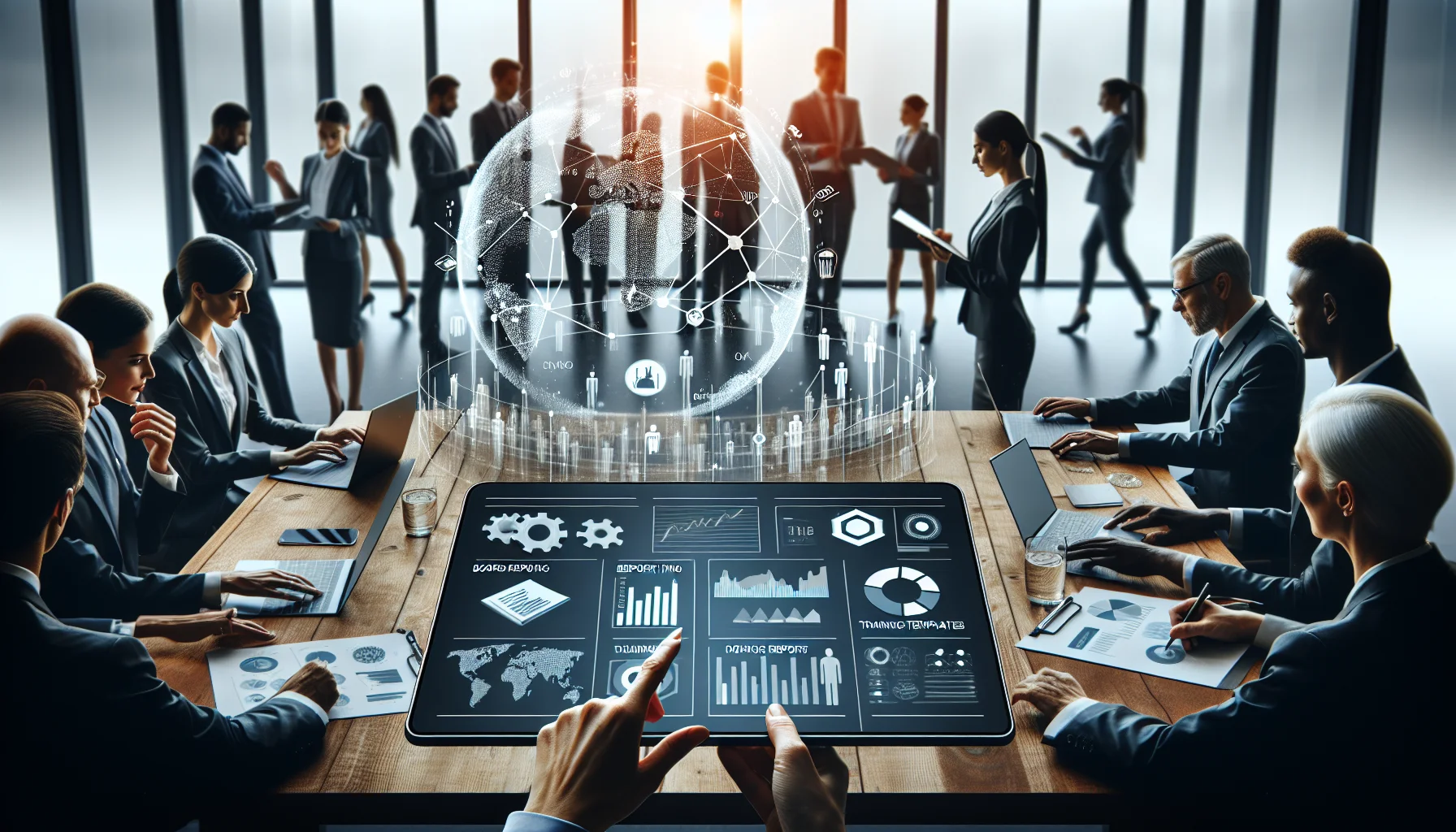 Board reviewing benchmark reporting templates and normalized training KPIs
