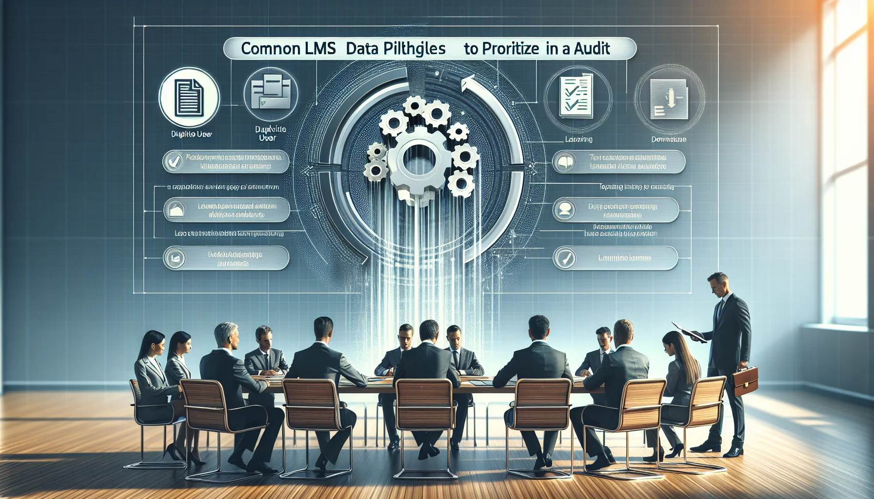 Team reviewing common LMS data pitfalls on dashboard