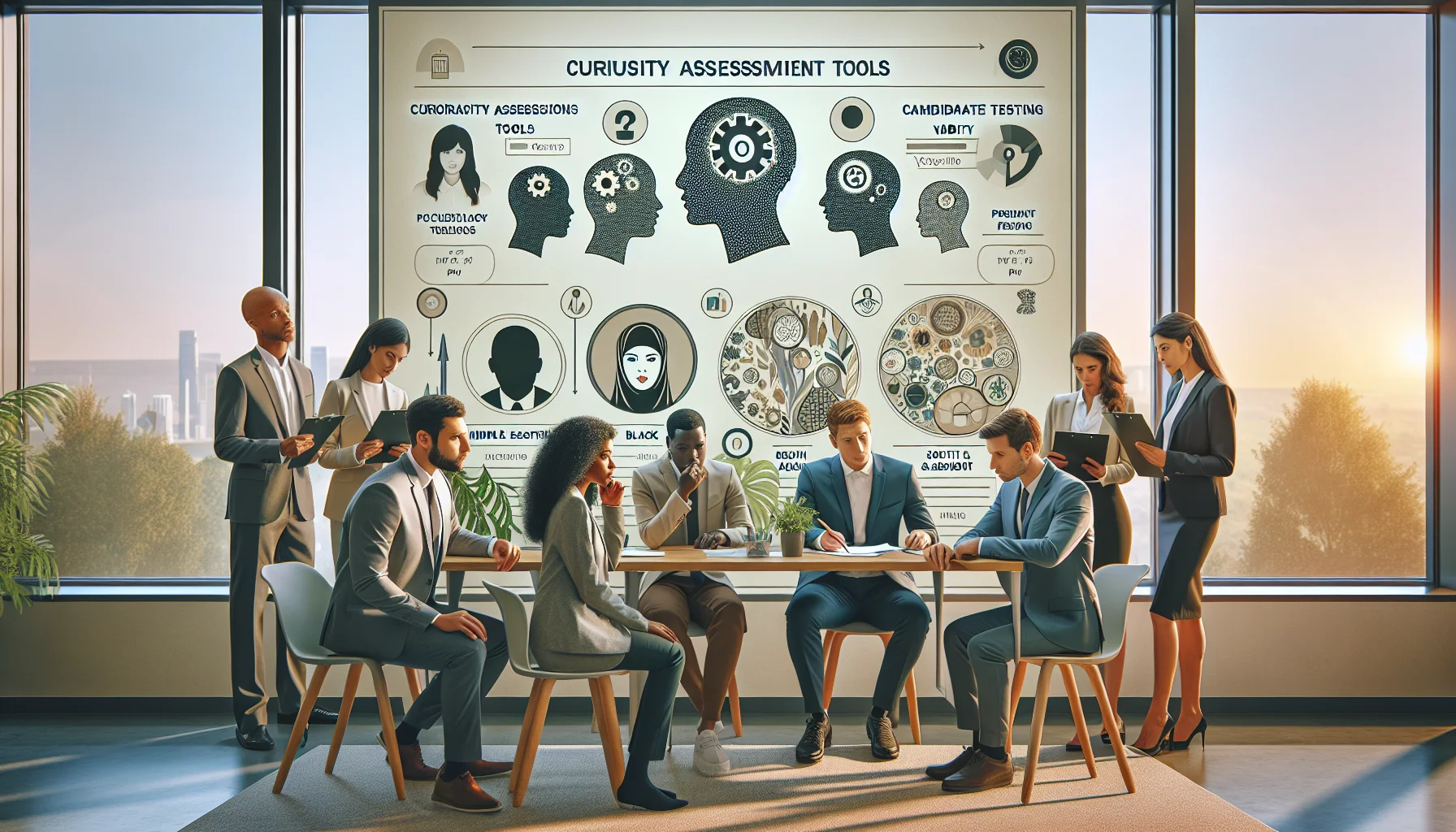 HR team reviewing curiosity assessment tools comparison report on laptop