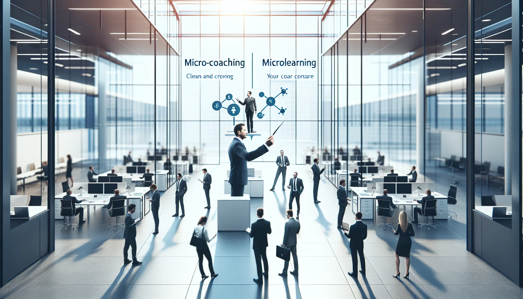 Team comparing micro-coaching vs microlearning features on laptop
