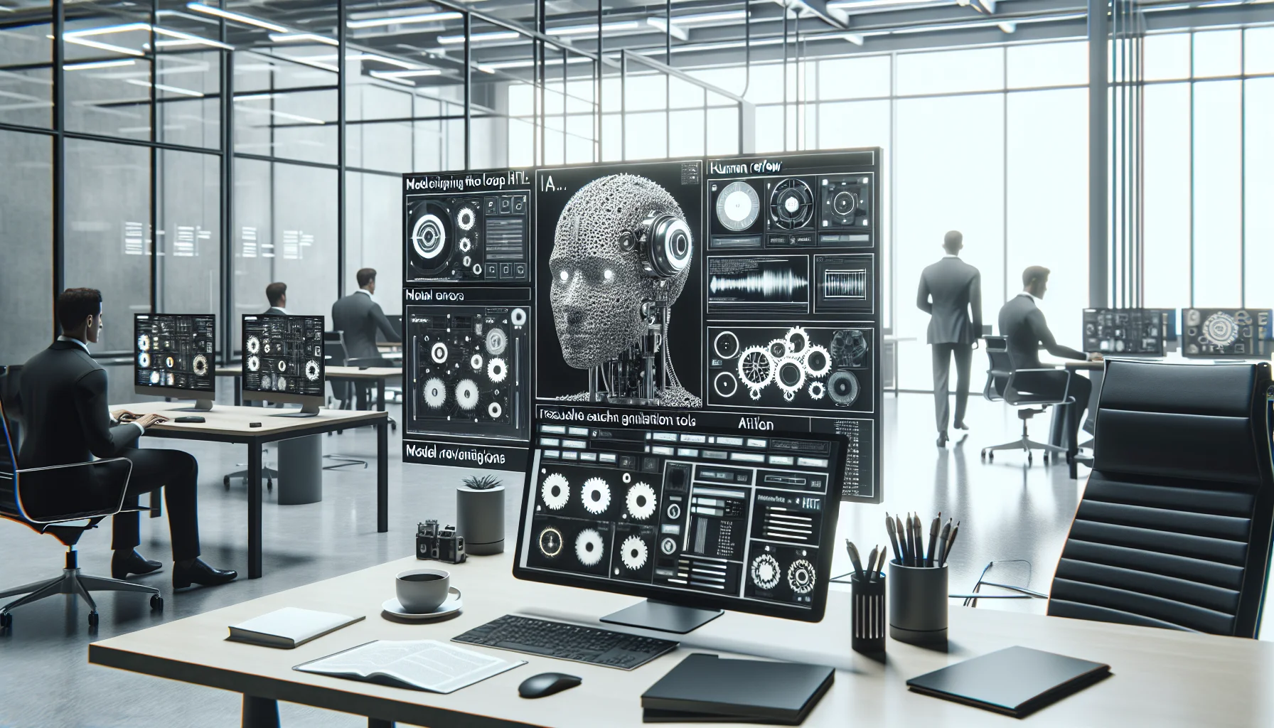 Engineer reviewing HITL tools and model monitoring tools dashboards