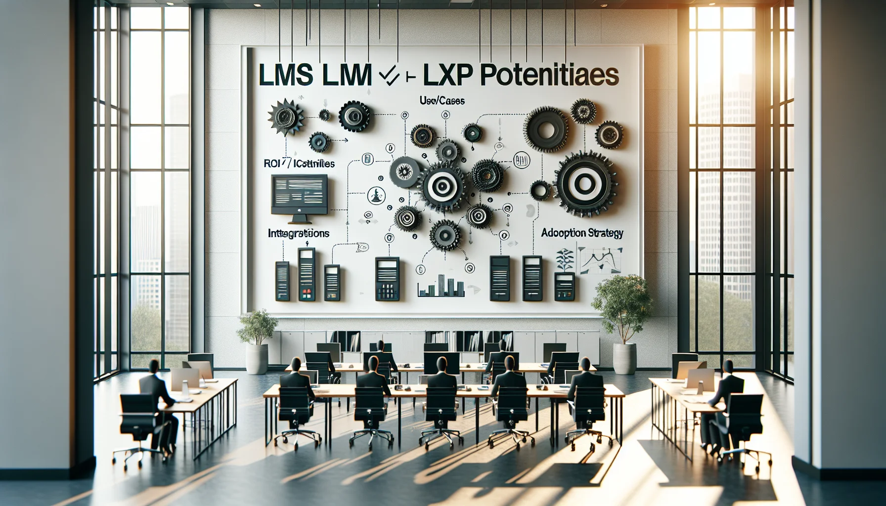 Team reviewing LMS vs LXP platform comparison on laptop