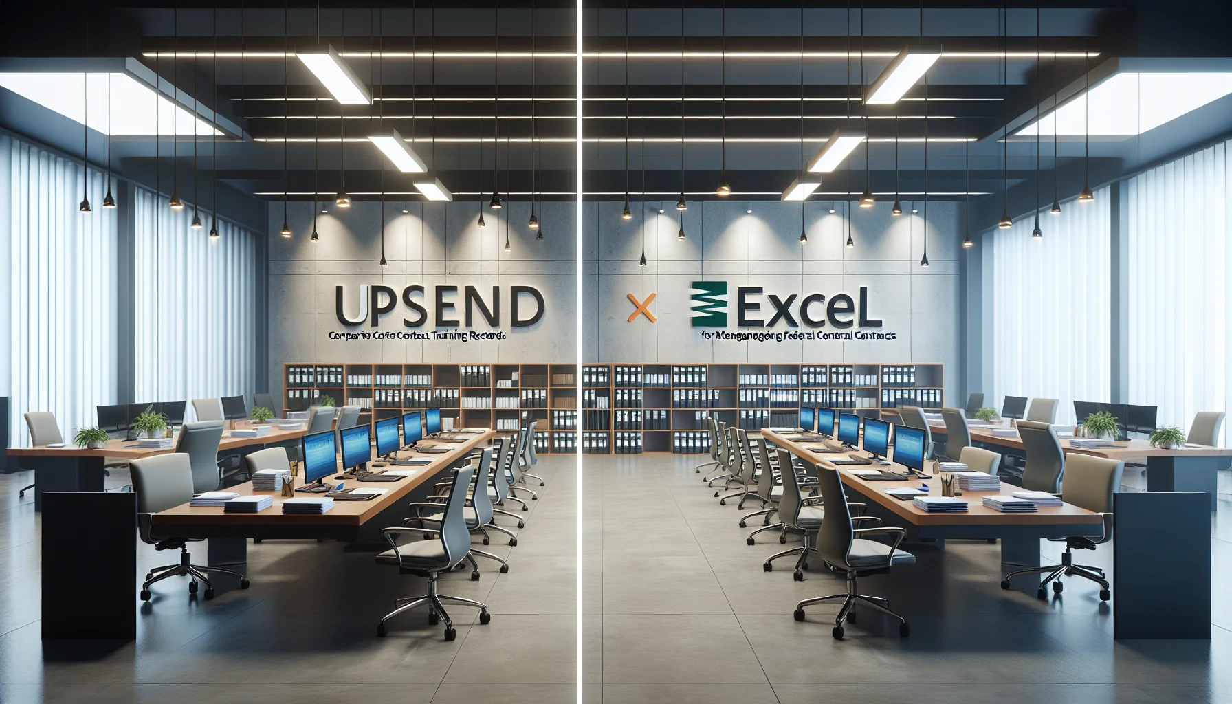 Compliance team reviewing Upscend vs Excel training records dashboard