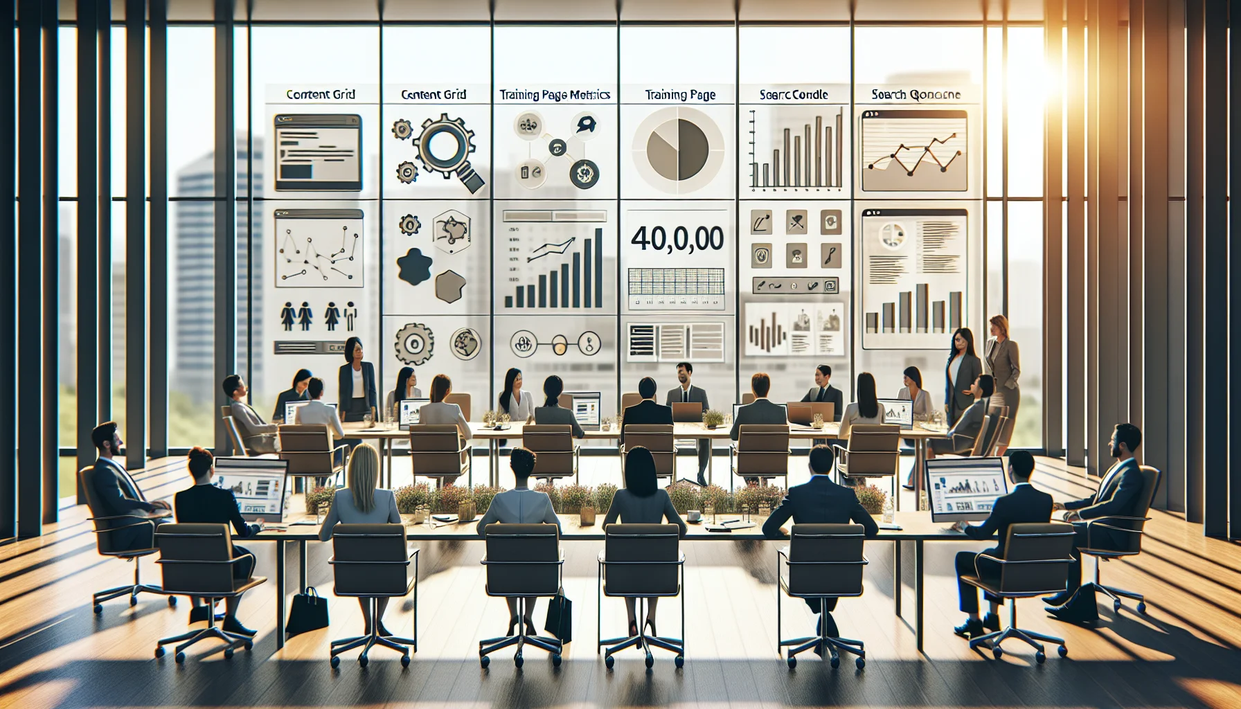 Analyst reviewing KPIs training pages dashboard on laptop