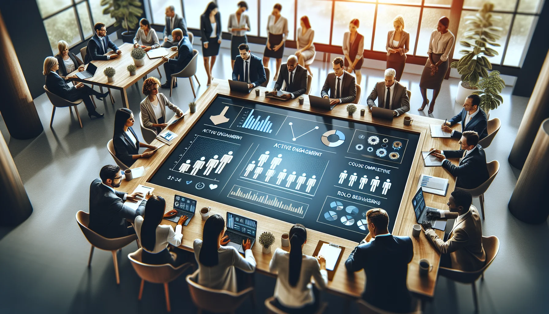 Dashboard showing LMS engagement metrics and turnover risk