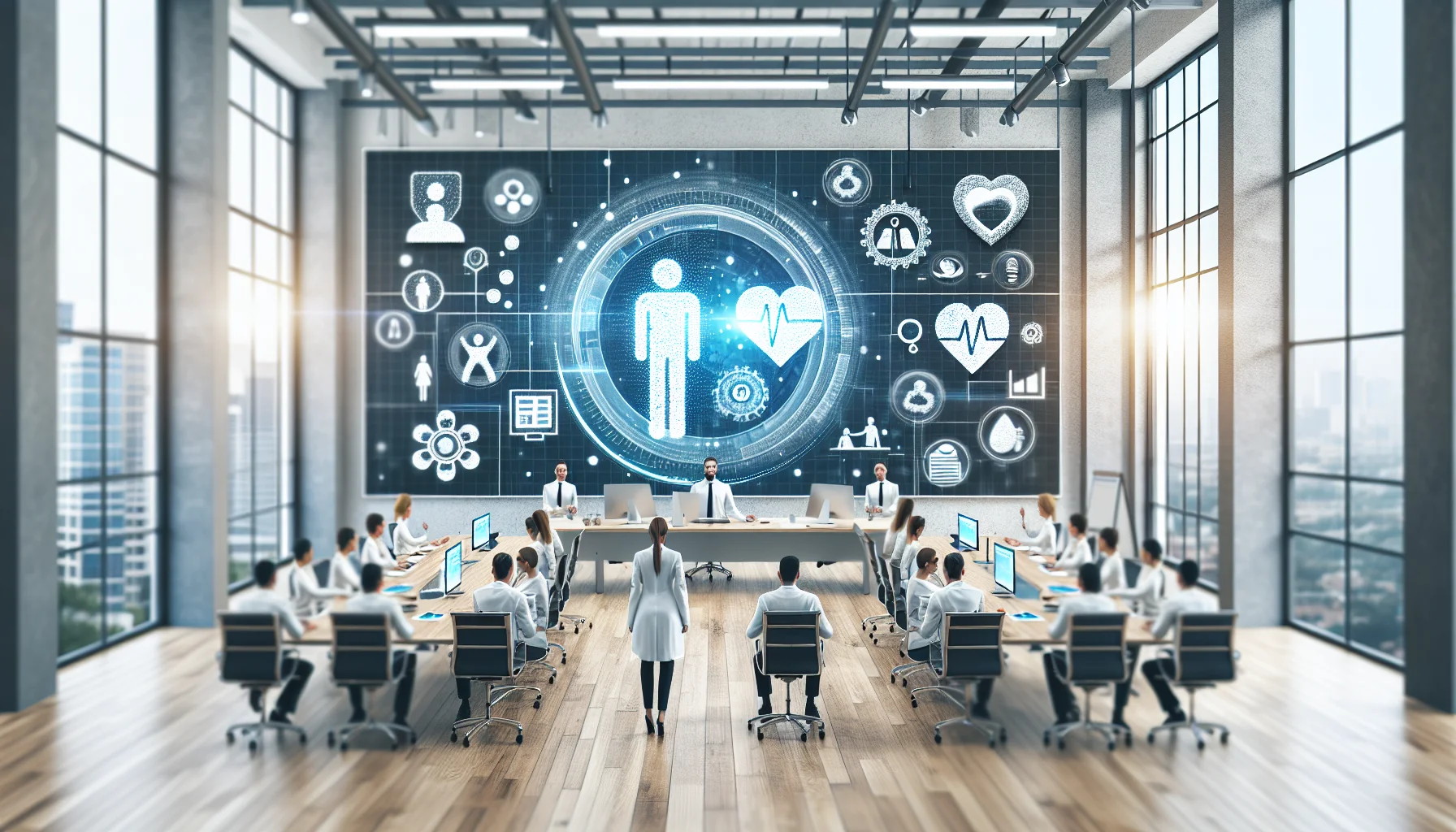Program manager viewing analytics: LMS features for wellness dashboard