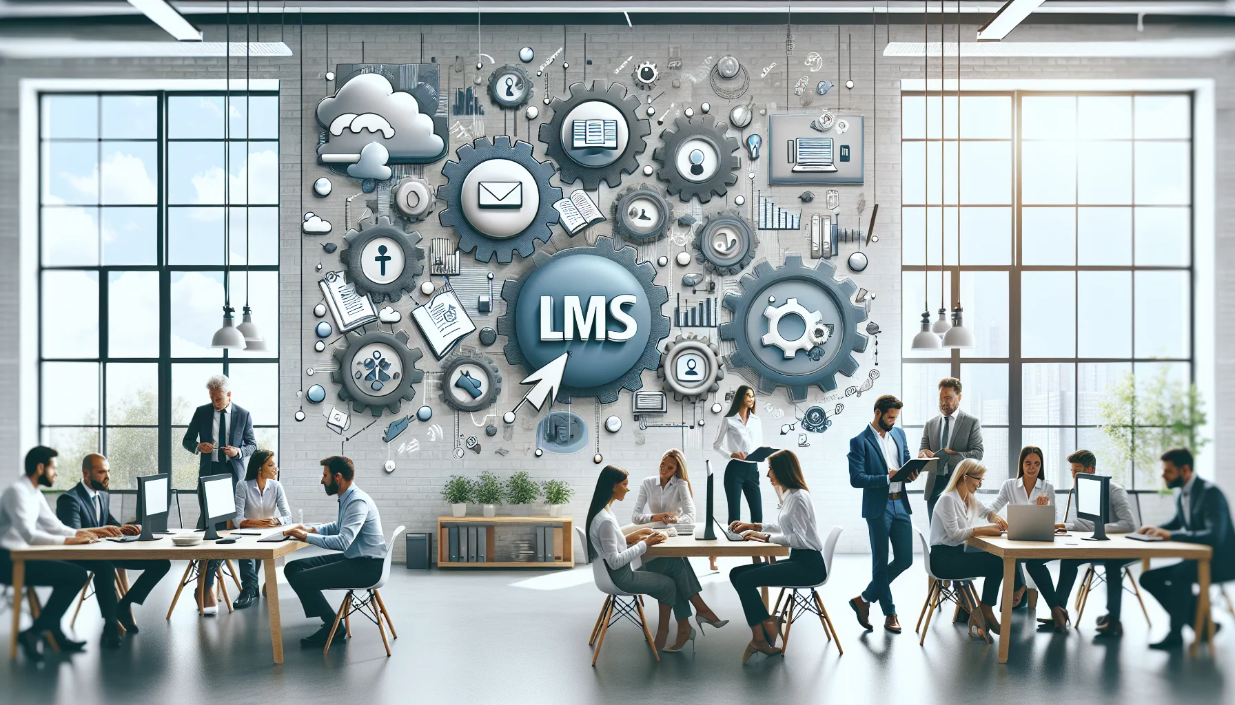 Team reviewing best LMS for small business options on laptop