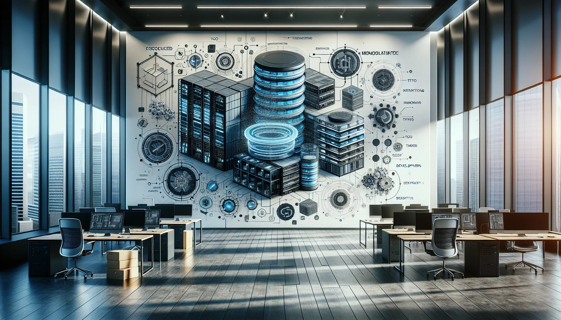Engineers reviewing decoupled LMS vs monolithic LMS architecture diagram