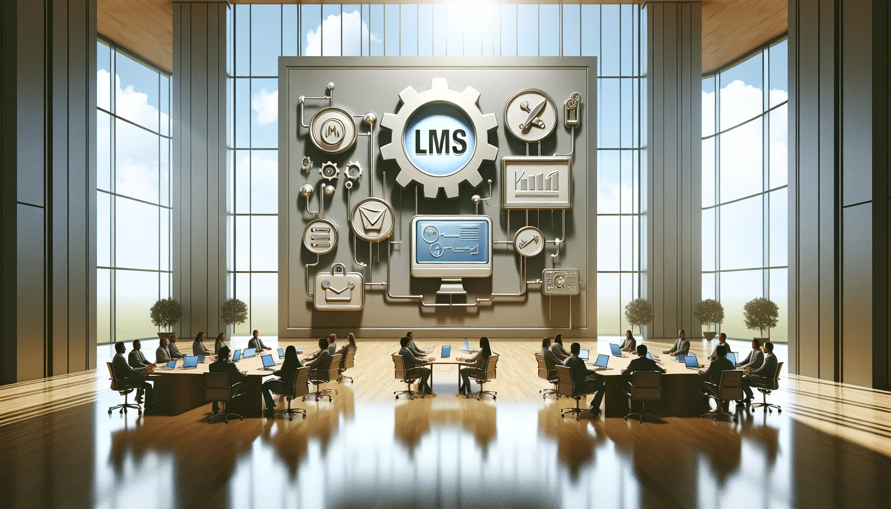 Team reviewing marketing automation tools for LMS integration