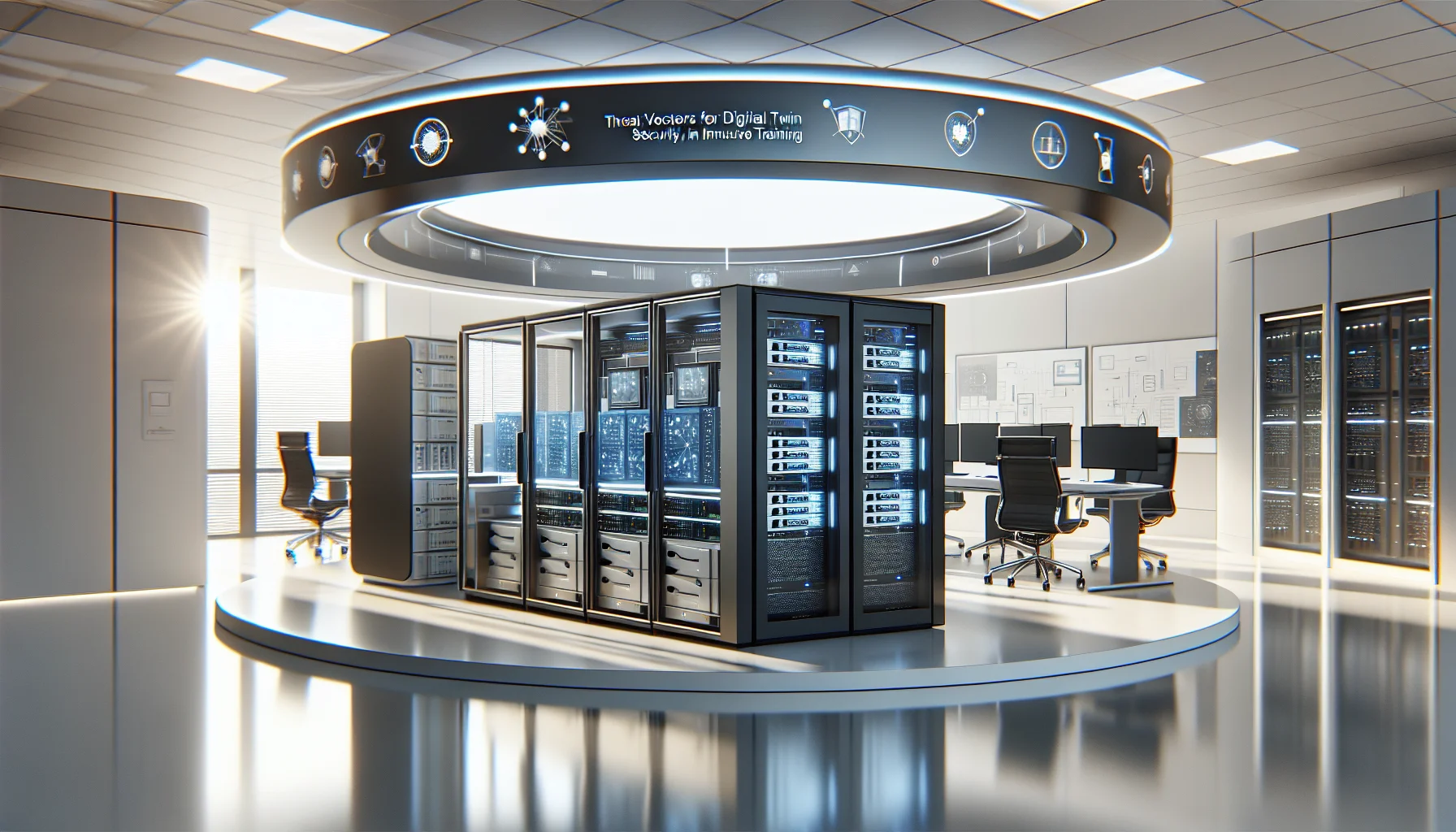 Engineer reviewing digital twin security controls on monitor