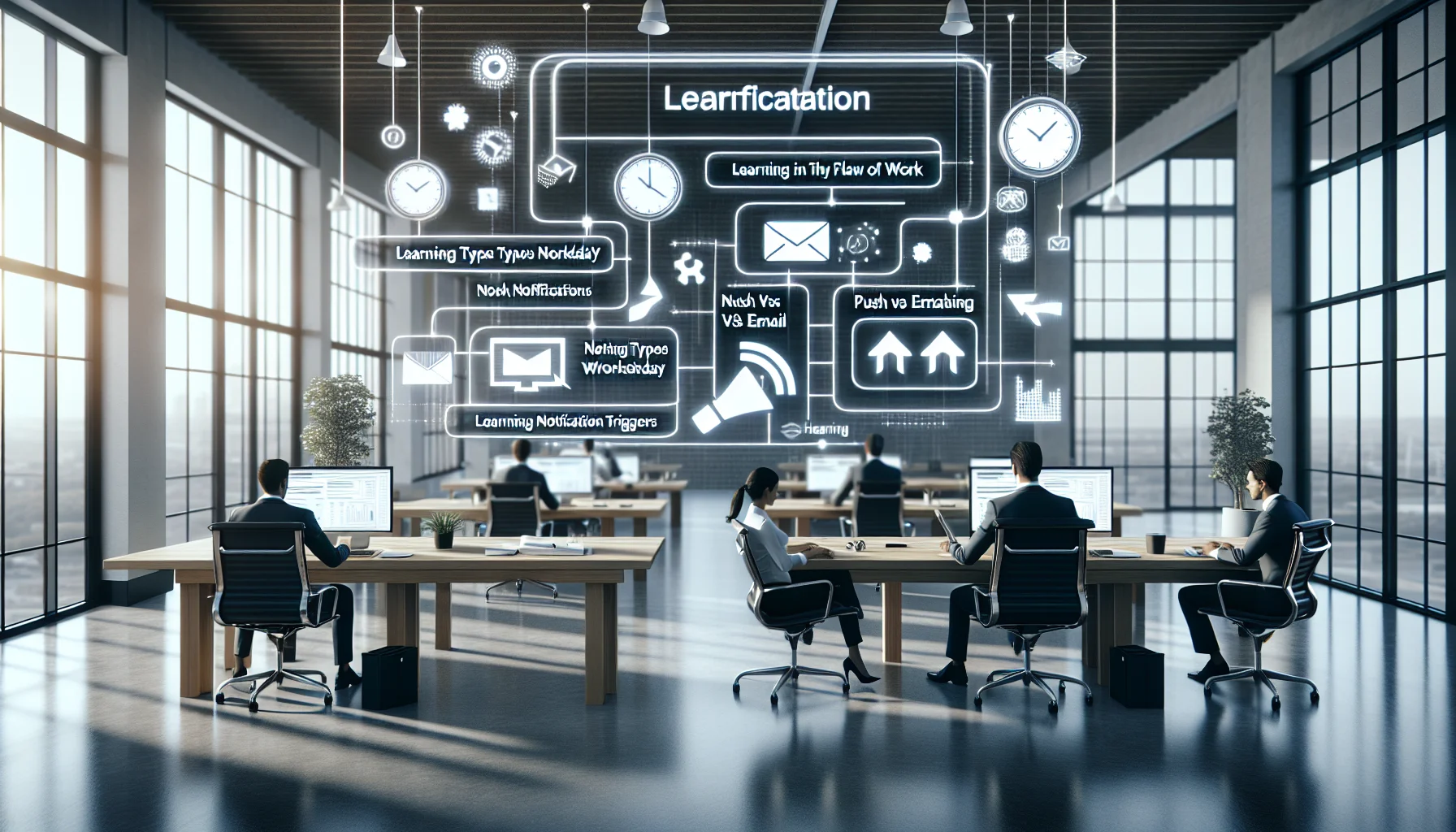 Dashboard showing notification types L&D performance metrics and cadences