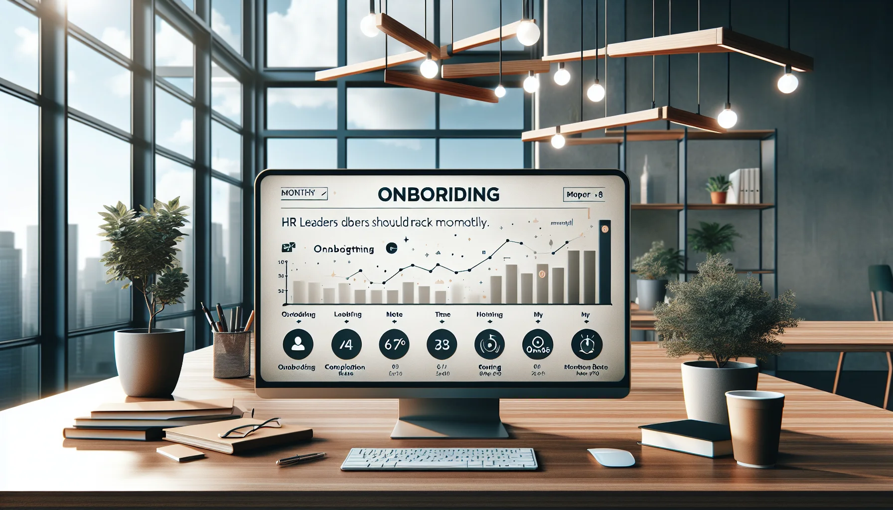 HR team reviewing onboarding metrics dashboard on laptop screen