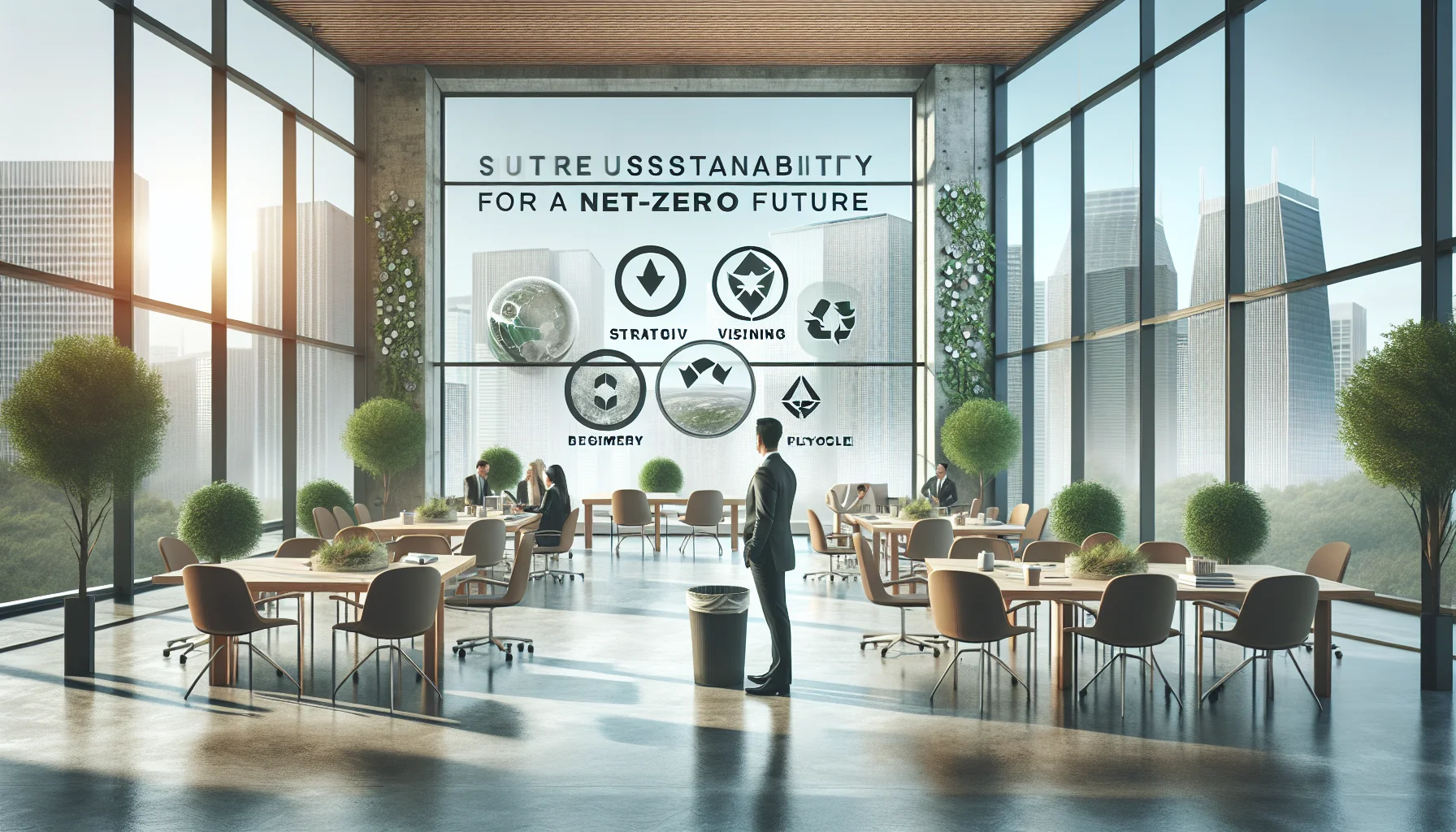 Executive team reviewing sustainability leadership net-zero competency framework