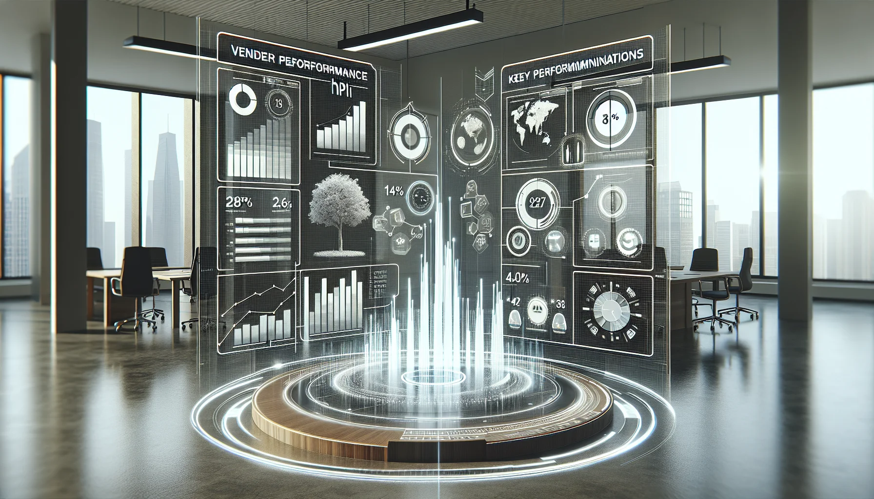 Executive reviewing vendor performance KPIs on compliance dashboard