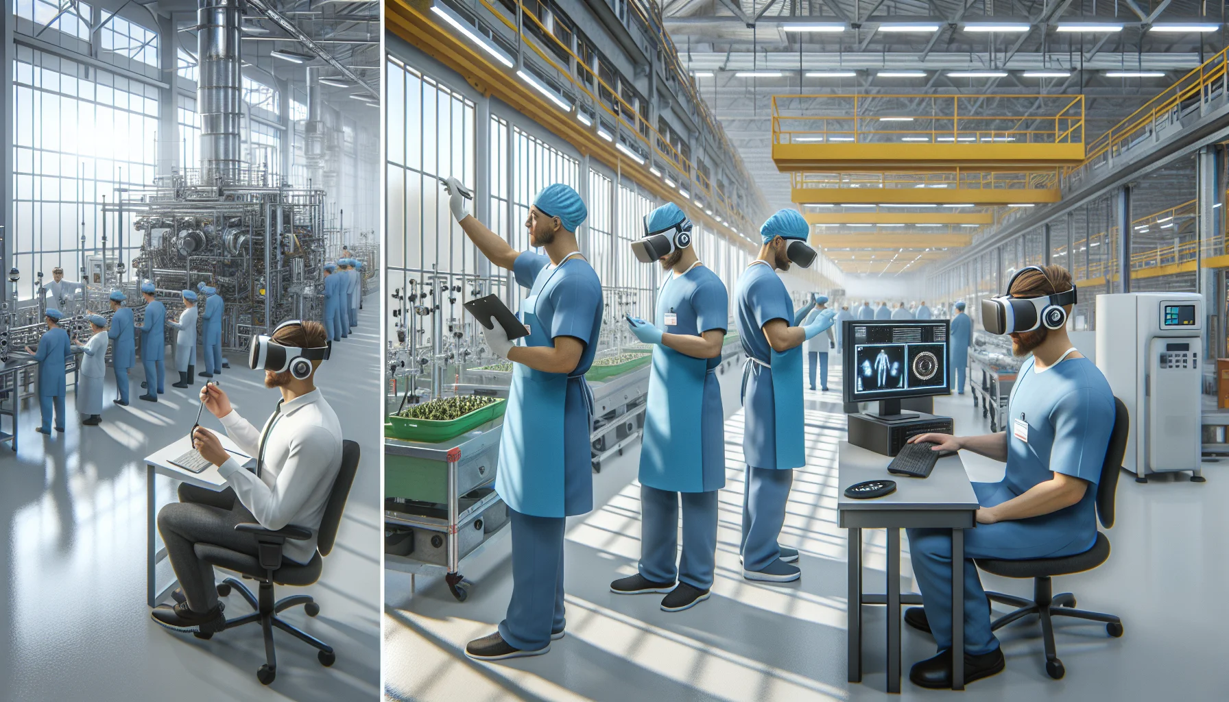 Team using VR headsets to demonstrate VR training industries benefits