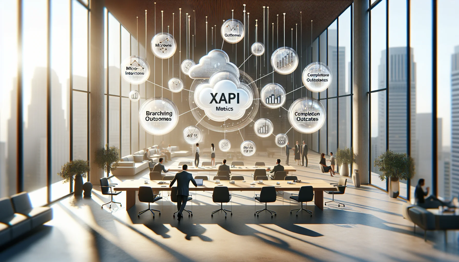 L&D team reviewing xAPI metrics dashboard on laptop screen