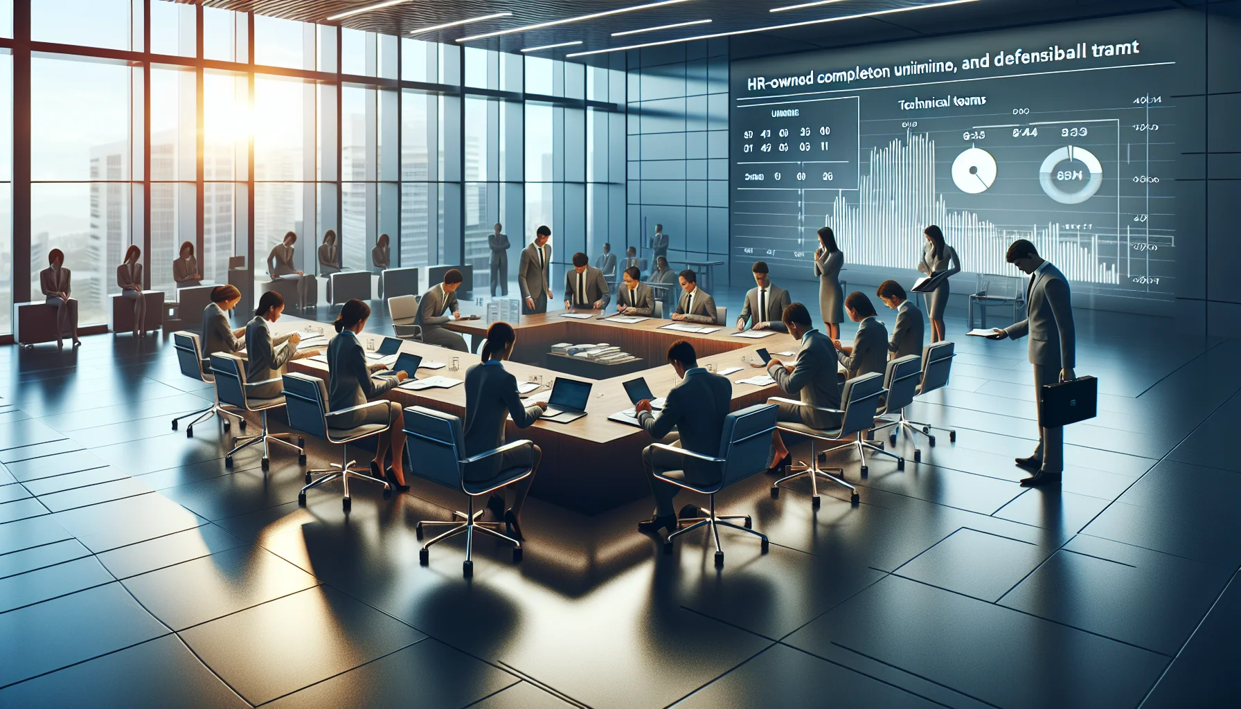 Security team reviewing HR compliance training metrics dashboard