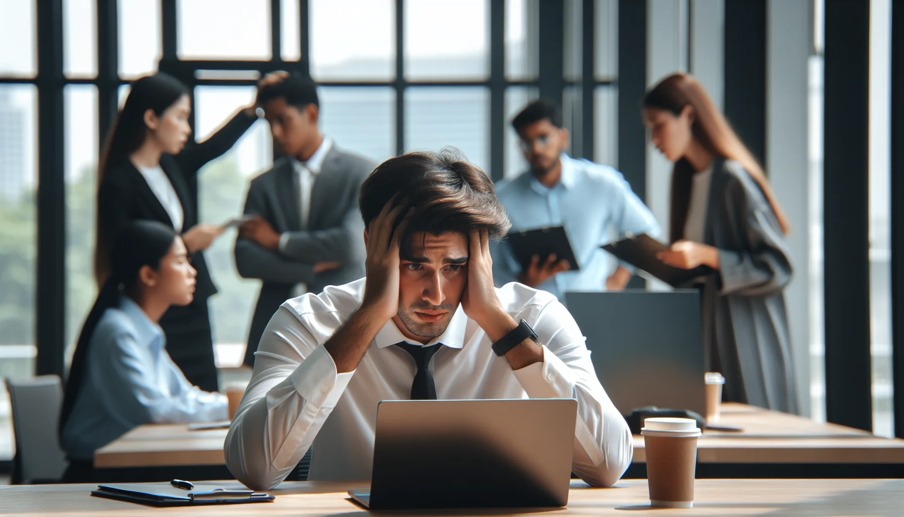 Employees frustrated with login friction on laptop screen
